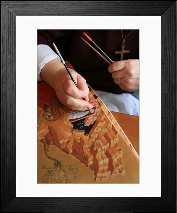Framed Print : Icon painting at Notre Dame du Bec Benedictine Abbey, Le Bec Hellouin, Eure Framed Print : Icon painting at Notre Dame du Bec Benedictine Abbey, Le Bec Hellouin, Eure