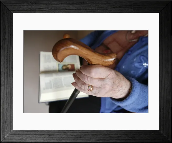 Framed Print : Elderly person reading the Bible, Chedde, Haute Savoie, France, Europe Framed Print : Elderly person reading the Bible, Chedde, Haute Savoie, France, Europe