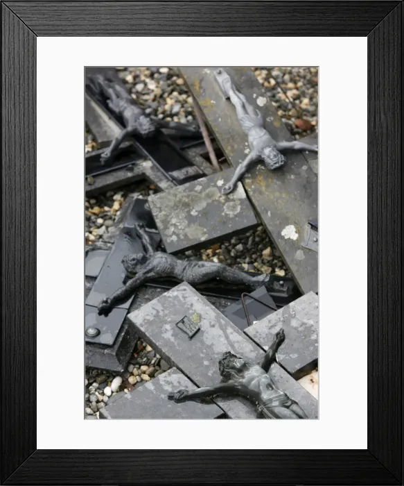 Framed Print : Broken crosses in a cemetery, Bossey, Haute Savoie, France, Europe Framed Print : Broken crosses in a cemetery, Bossey, Haute Savoie, France, Europe