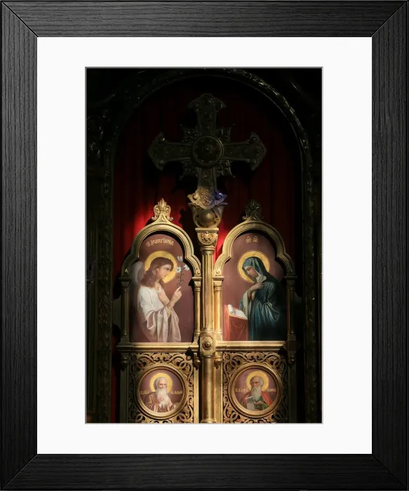 Framed Print : Iconostasis in Aghios Andreas monastery church on Mount Athos, Greece, Europe Framed Print : Iconostasis in Aghios Andreas monastery church on Mount Athos, Greece, Europe