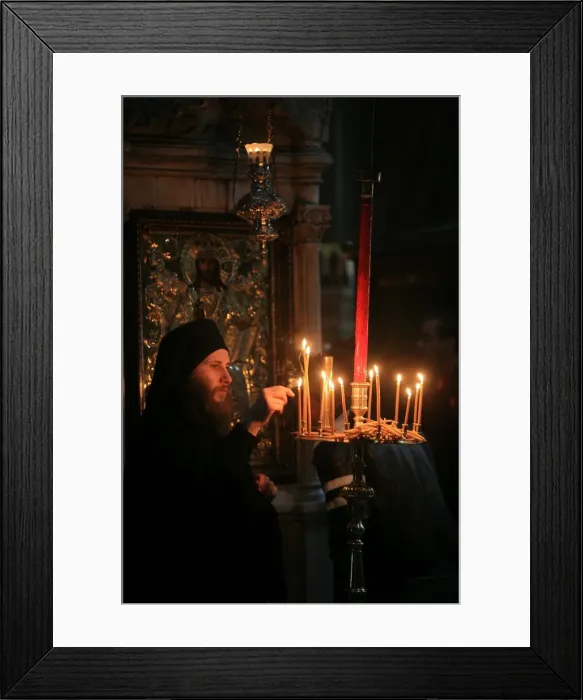 Framed Print : Orthodox monk in Aghiou Pavlou monastery church on Mount Athos, Greece, Europe Framed Print : Orthodox monk in Aghiou Pavlou monastery church on Mount Athos, Greece, Europe