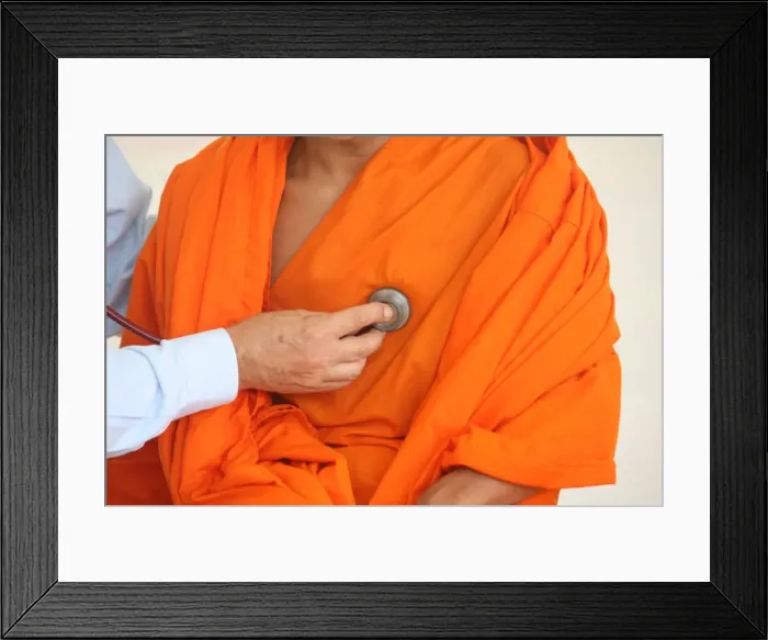 Framed Print : French doctor examining monk, Luang Prabang, Laos, Indochina, Southeast Asia, Asia Framed Print : French doctor examining monk, Luang Prabang, Laos, Indochina, Southeast Asia, Asia