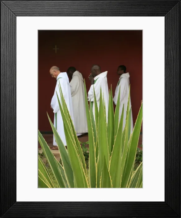 Framed Print : Monks in Keur Moussa Abbey cloister, Keur Moussa, Senegal, West Africa, Africa Framed Print : Monks in Keur Moussa Abbey cloister, Keur Moussa, Senegal, West Africa, Africa
