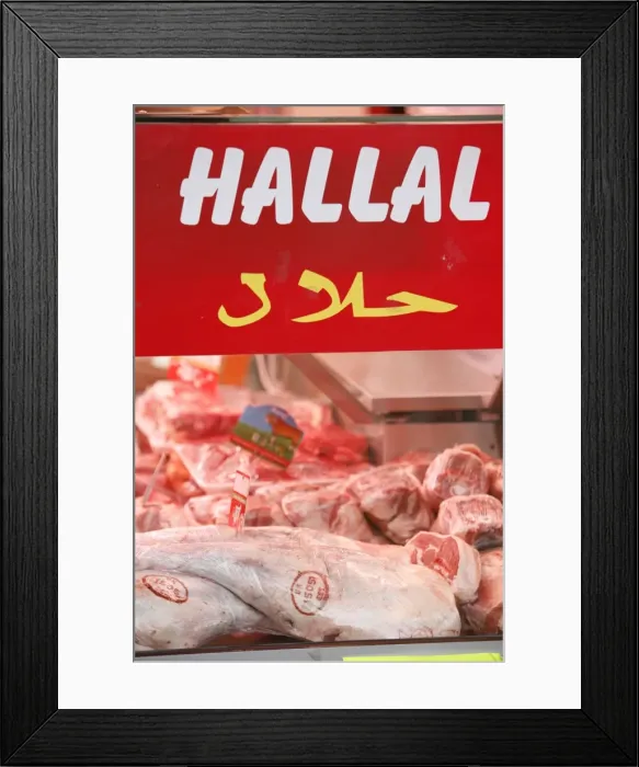 Framed Print : Hallal butcher, Paris, Ile de France, France, Europe Framed Print : Hallal butcher, Paris, Ile de France, France, Europe