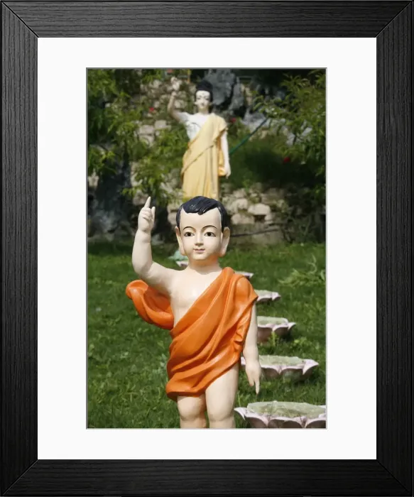 Framed Print : Statue of Prince Siddhartha, Buddha as a child, Sainte-Foy-Les-Lyon, Rhone Framed Print : Statue of Prince Siddhartha, Buddha as a child, Sainte-Foy-Les-Lyon, Rhone