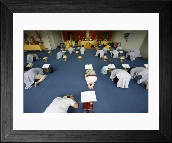 Framed Print : Buddhist ceremony at Thien Minh temple, Sainte-Foy-Les-Lyon, Rhone, France, Europe