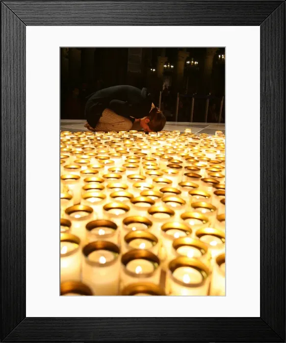 Framed Print : Night vigil in Notre Dame de Paris cathedral, Paris, France, Europe Framed Print : Night vigil in Notre Dame de Paris cathedral, Paris, France, Europe