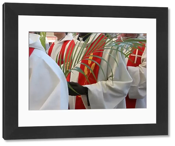 Catholic priests on Palm Sunday, Chartres, Eure et Loir, France, Europe