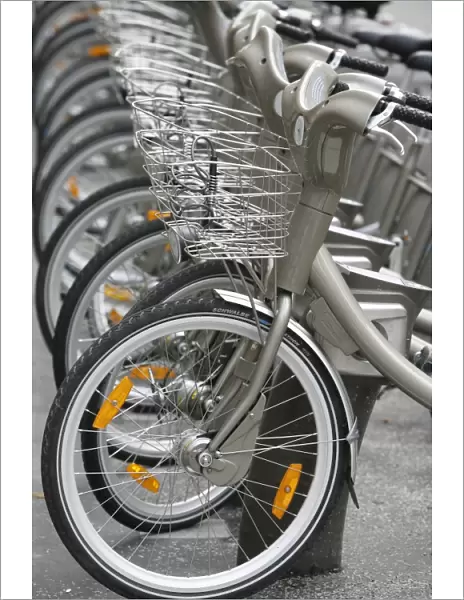 Rental bikes known as velib, Paris, France, Europe