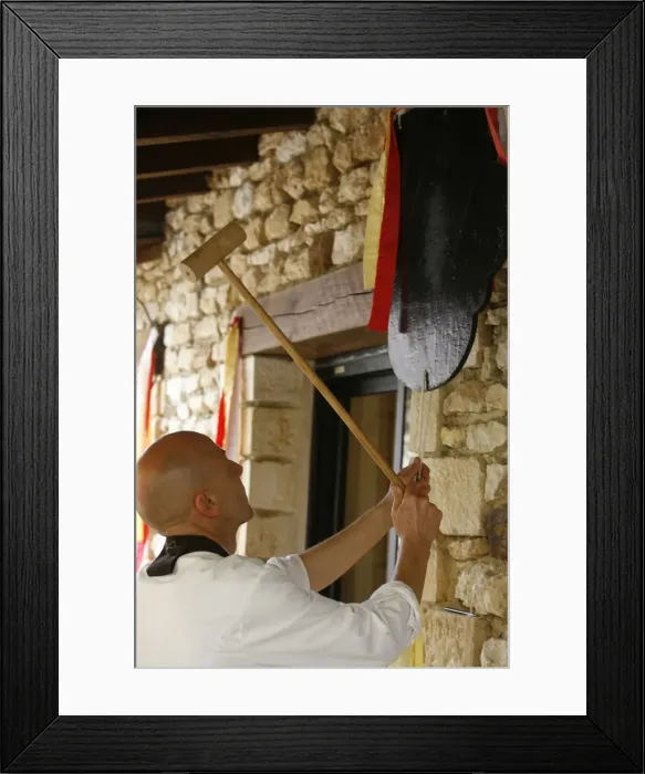 Framed Print : Meal call in Zen temple, Larzac, Dordogne, France, Europe Framed Print : Meal call in Zen temple, Larzac, Dordogne, France, Europe