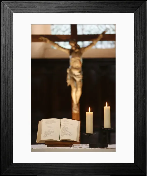 Framed Print : Bible and altar candles, Vienne, Isere, France, Europe Framed Print : Bible and altar candles, Vienne, Isere, France, Europe