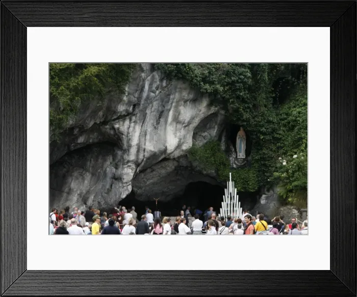 Framed Print : Pilgrim outside the Lourdes grotto, Lourdes, Hautes Pyrenees, France, Europe Framed Print : Pilgrim outside the Lourdes grotto, Lourdes, Hautes Pyrenees, France, Europe