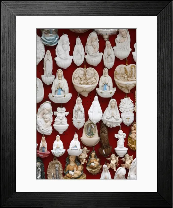 Framed Print : Religious sculptures sold in Lourdes, Lourdes, Hautes Pyrenees, France, Europe Framed Print : Religious sculptures sold in Lourdes, Lourdes, Hautes Pyrenees, France, Europe