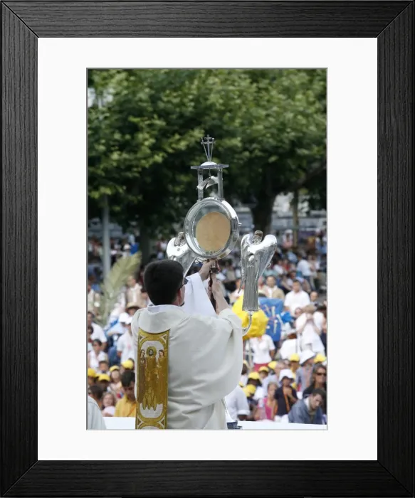 Framed Print : Priest holding the holy sacrament, Lourdes, Hautes Pyrenees, France, Europe Framed Print : Priest holding the holy sacrament, Lourdes, Hautes Pyrenees, France, Europe