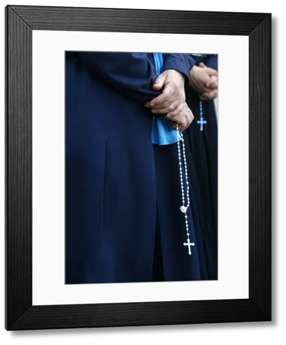 Framed Print : Catholic nuns, Lourdes, Hautes Pyrenees, France, Europe Framed Print : Catholic nuns, Lourdes, Hautes Pyrenees, France, Europe