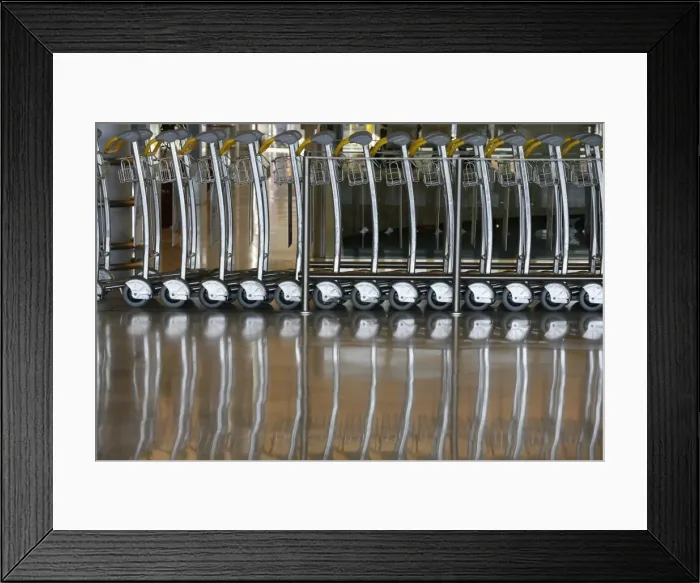 Framed Print : Airport trolleys, Paris, France, Europe Framed Print : Airport trolleys, Paris, France, Europe