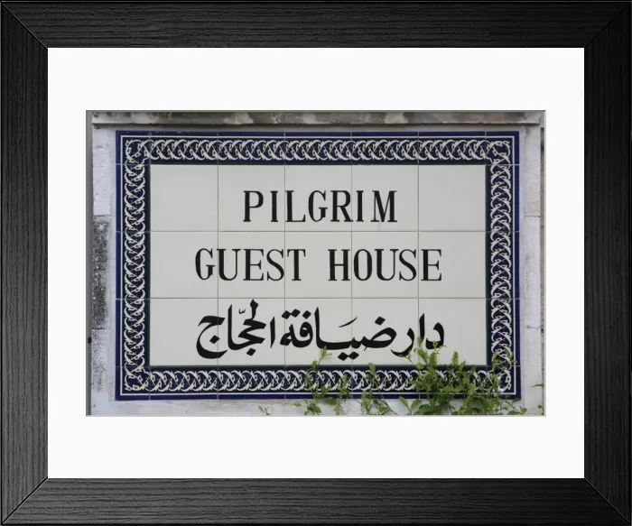 Framed Print : Pilgrim Guest House sign in English and Arabic, Jerusalem, Israel, middle East Framed Print : Pilgrim Guest House sign in English and Arabic, Jerusalem, Israel, middle East