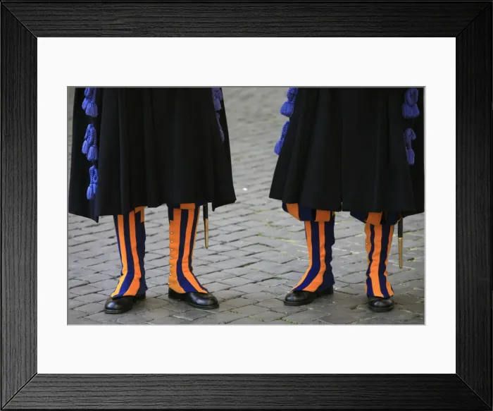 Framed Print : Swiss guards and sanpietrini paving stones, Vatican, Rome, Lazio, Italy, Europe Framed Print : Swiss guards and sanpietrini paving stones, Vatican, Rome, Lazio, Italy, Europe