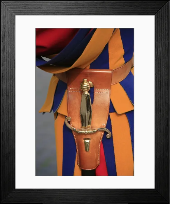 Framed Print : Close-up of a Swiss guards knife, Vatican, Rome, Lazio, Italy, Europe Framed Print : Close-up of a Swiss guards knife, Vatican, Rome, Lazio, Italy, Europe