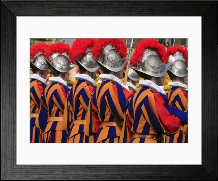Framed Print : Swiss guards parading, Vatican, Rome, Lazio, Italy, Europe Framed Print : Swiss guards parading, Vatican, Rome, Lazio, Italy, Europe