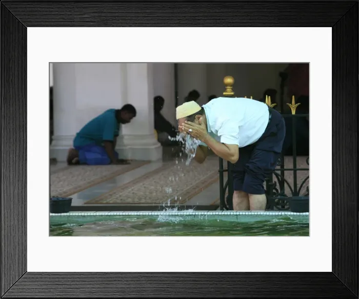 Framed Print : Man washing before prayers, Kapitan Kling Mosque, Penang, Malaysia, Southeast Asia, Asia Framed Print : Man washing before prayers, Kapitan Kling Mosque, Penang, Malaysia, Southeast Asia, Asia