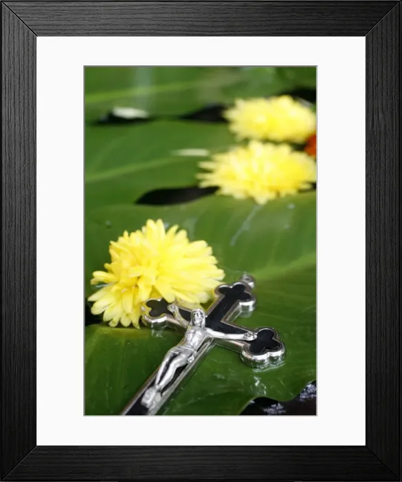 Framed Print : Crucifix and flowers, Kathmandu, Nepal, Asia Framed Print : Crucifix and flowers, Kathmandu, Nepal, Asia