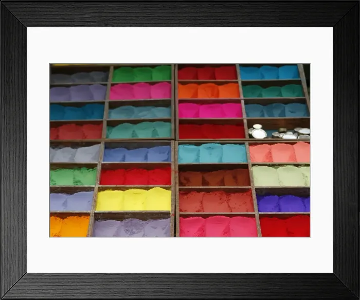 Framed Print : Coloured powder for sale at market, Kathmandu, Nepal, Asia Framed Print : Coloured powder for sale at market, Kathmandu, Nepal, Asia