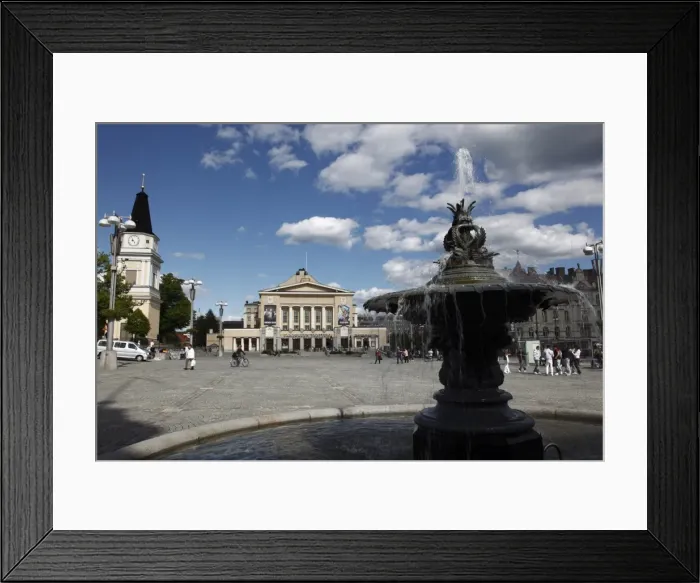 Framed Print : Fountain and Neo-Classical Tampere Theatre, Central Square, Tampere City Framed Print : Fountain and Neo-Classical Tampere Theatre, Central Square, Tampere City