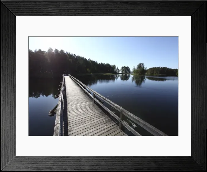 Framed Print : Wooden footbridge over Lake Puruvesi, Punkaharju Nature Reserve, Saimaa Lake District Framed Print : Wooden footbridge over Lake Puruvesi, Punkaharju Nature Reserve, Saimaa Lake District