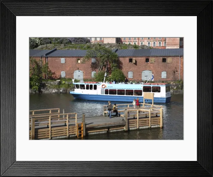 Framed Print : Ferry from Helsinki with Museum and Visitors Centre in the background, Suomenlinna Island Framed Print : Ferry from Helsinki with Museum and Visitors Centre in the background, Suomenlinna Island