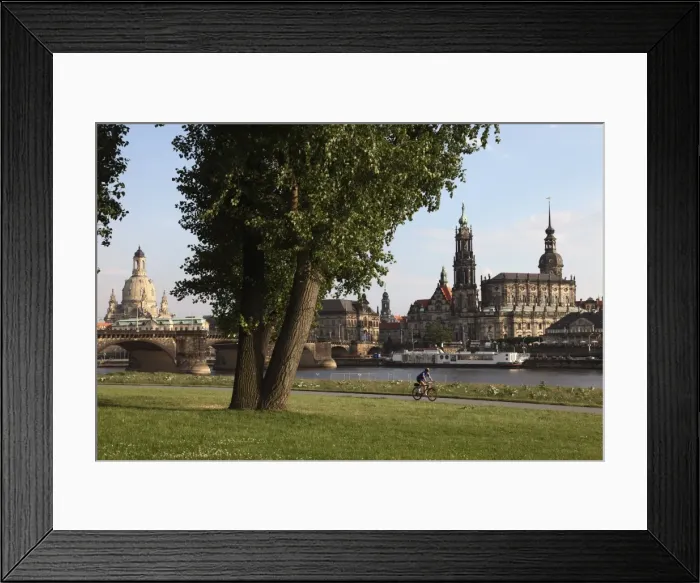 Framed Print : River Elbe, Hofkirche, Castle, and Frauenkirche (Church of our Lady), Dresden