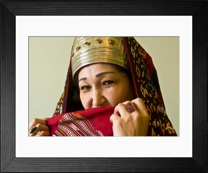 Framed Print : Traditionally dressed Turkmen woman, Ashgabad, Turkmenistan, Central Asia Framed Print : Traditionally dressed Turkmen woman, Ashgabad, Turkmenistan, Central Asia