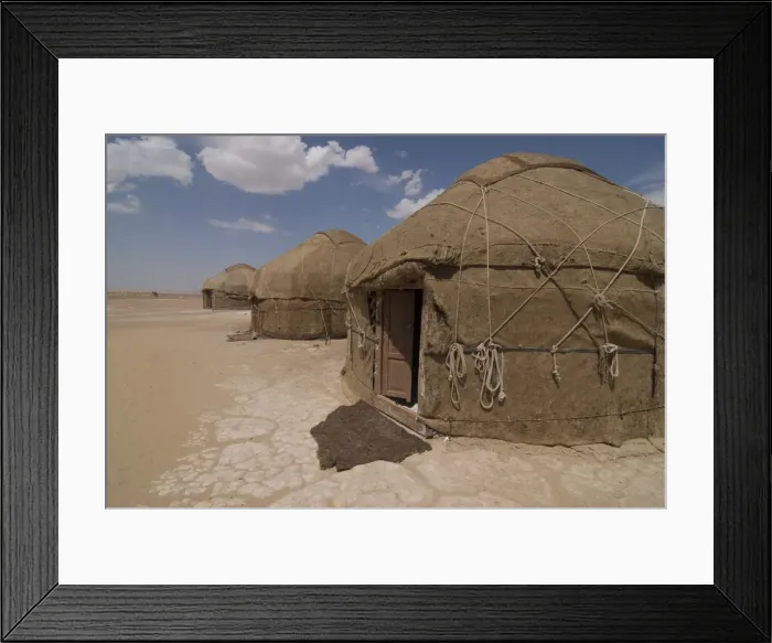 Framed Print : Traditional yurts in the Kyrgyzyl desert near Elliq-Qala, Uzbekistan, Central Asia Framed Print : Traditional yurts in the Kyrgyzyl desert near Elliq-Qala, Uzbekistan, Central Asia