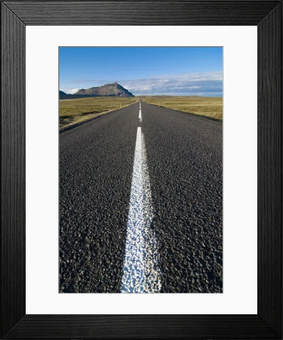 Framed Print : Long straight road, western Iceland, Polar Regions Framed Print : Long straight road, western Iceland, Polar Regions