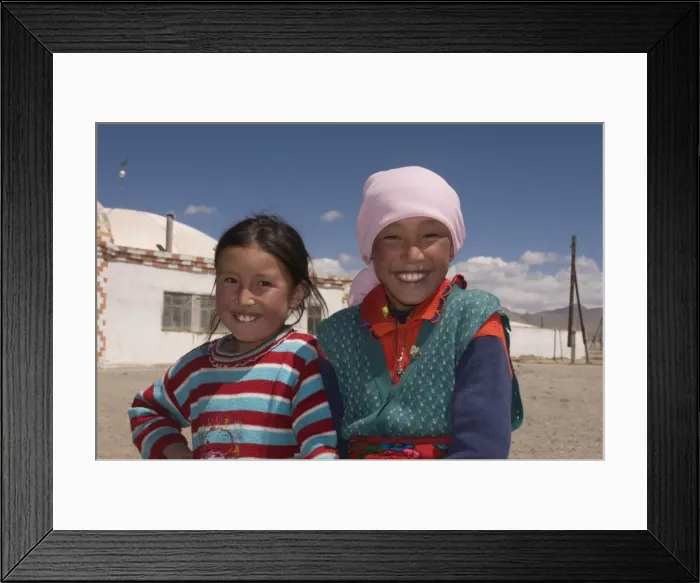 Framed Print : Young happy girls, Alichur, The Pamirs, Tajikistan, Central Asia, Asia