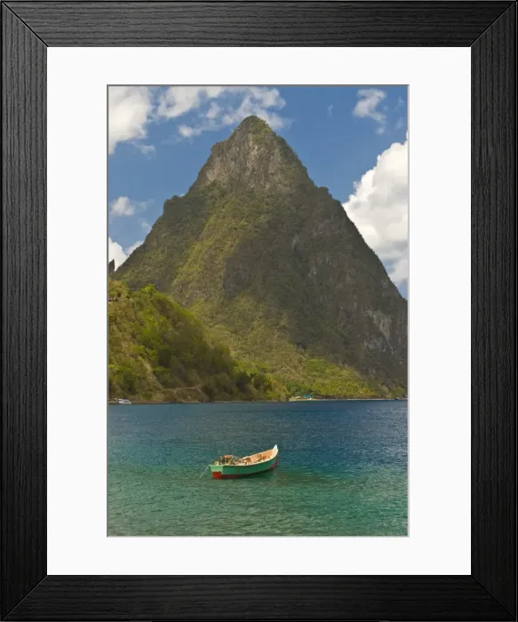 Framed Print : A wooden rowboat is lying in the Atlantic Ocean, St. Lucia, Windward Islands Framed Print : A wooden rowboat is lying in the Atlantic Ocean, St. Lucia, Windward Islands