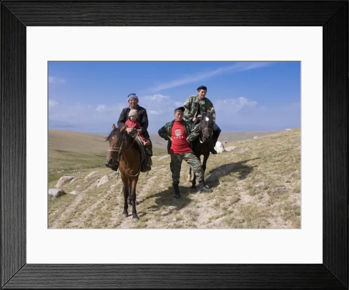 Framed Print : Nomad family with horses, Song Kol, Kyrgyzstan, Central Asia, Asia Framed Print : Nomad family with horses, Song Kol, Kyrgyzstan, Central Asia, Asia