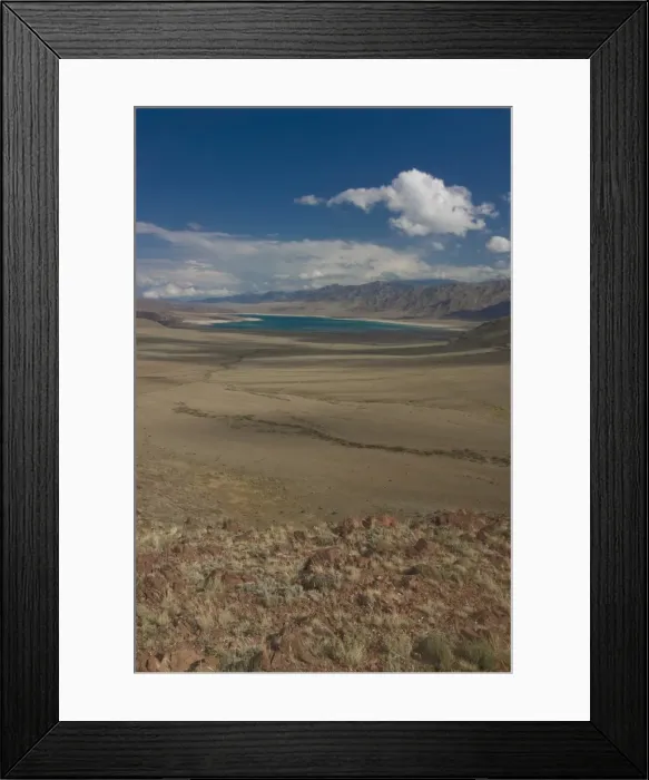 Framed Print : Mountain lake in vast landscape on the road between Bishkek and Song Kol Framed Print : Mountain lake in vast landscape on the road between Bishkek and Song Kol