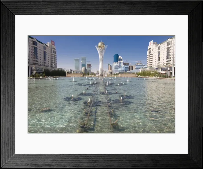 Framed Print : Fountains at Bayterek Tower, Astana, Kazakhstan, Central Asia Framed Print : Fountains at Bayterek Tower, Astana, Kazakhstan, Central Asia
