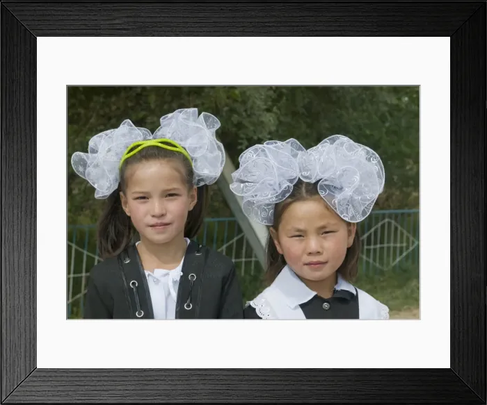Framed Print : Portrait of girls in traditional clothes, Torugart, Kyrgyzstan, Central Asia, Asia Framed Print : Portrait of girls in traditional clothes, Torugart, Kyrgyzstan, Central Asia, Asia