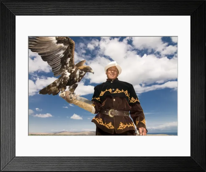 Framed Print : Man with his goshawk, Kyrgyzstan, Central Asia, Asia