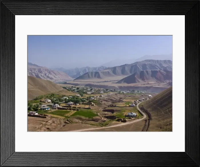 Framed Print : Little village along the road between Sary Tash and Osh in the mountains Framed Print : Little village along the road between Sary Tash and Osh in the mountains