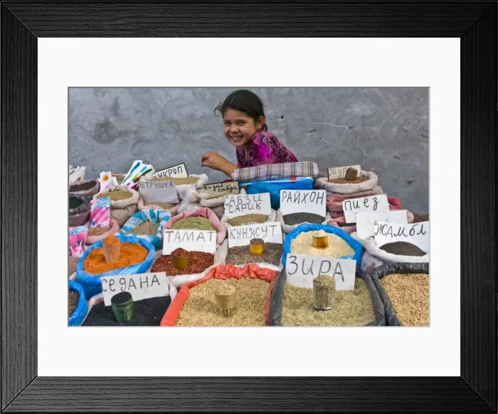 Framed Print : Spices at market stall, Osh, Kyrgyzstan, Central Asia, Asia Framed Print : Spices at market stall, Osh, Kyrgyzstan, Central Asia, Asia