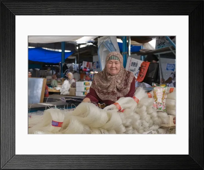 Framed Print : Woman selling rice noodles, Osh, Kyrgyzstan, Central Asia, Asia Framed Print : Woman selling rice noodles, Osh, Kyrgyzstan, Central Asia, Asia