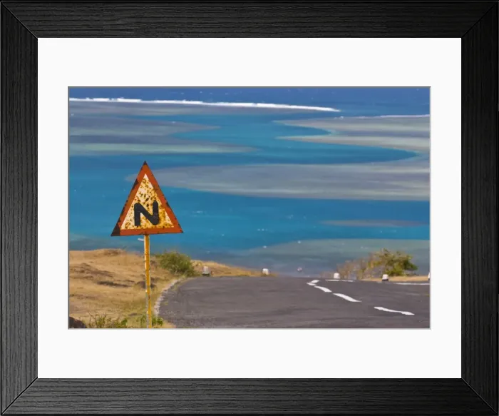 Framed Print : Road leading into zigzag water channel, Rodrigues, Mauritius, Indian Ocean, Africa Framed Print : Road leading into zigzag water channel, Rodrigues, Mauritius, Indian Ocean, Africa