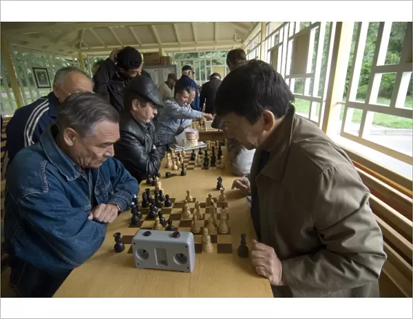 Men playing chess, Almaty, Kazakhstan, Central Asia, Asia