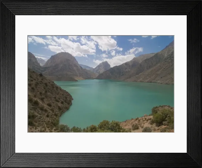 Framed Print : Turquoise Alexander Lake (Iskanderkul Lake) in Fann Mountains, Tajikistan Framed Print : Turquoise Alexander Lake (Iskanderkul Lake) in Fann Mountains, Tajikistan