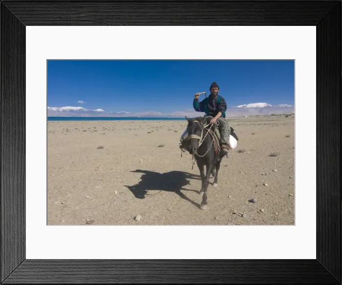 Framed Print : Horse rider at Karakul Lake, Karakul, Tajikistan, Central Asia, Asia Framed Print : Horse rider at Karakul Lake, Karakul, Tajikistan, Central Asia, Asia