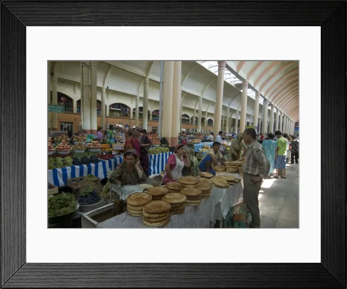 Framed Print : Market stand with bread at Central bazaar, Khojand, Tajikistan, Central Asia Framed Print : Market stand with bread at Central bazaar, Khojand, Tajikistan, Central Asia