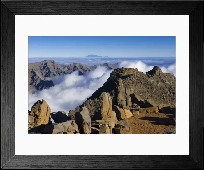 Framed Print : View from the rim of the volcano Taburiente, in the background the volcano El Teide Framed Print : View from the rim of the volcano Taburiente, in the background the volcano El Teide